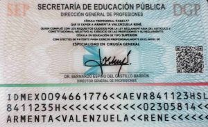 Secretaria de Educacion Publica Cedula #9466177 - Dr. Rene Armenta Valenzuela