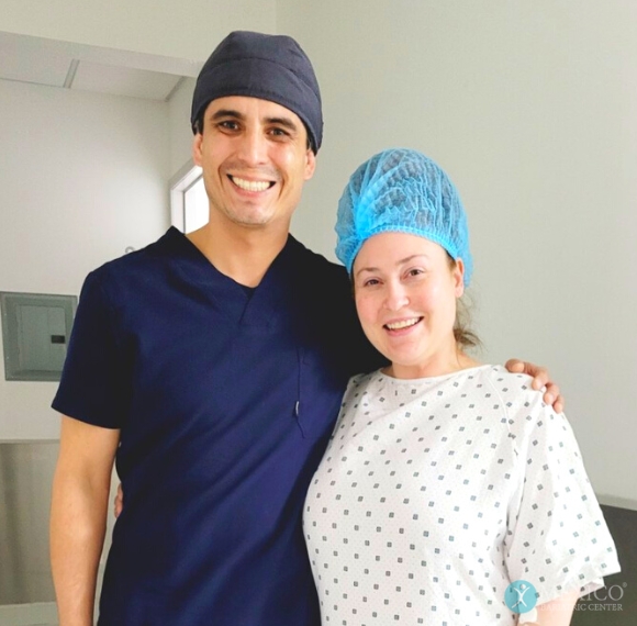 Dr. Christian Rodriguez Lopez with patient after surgery