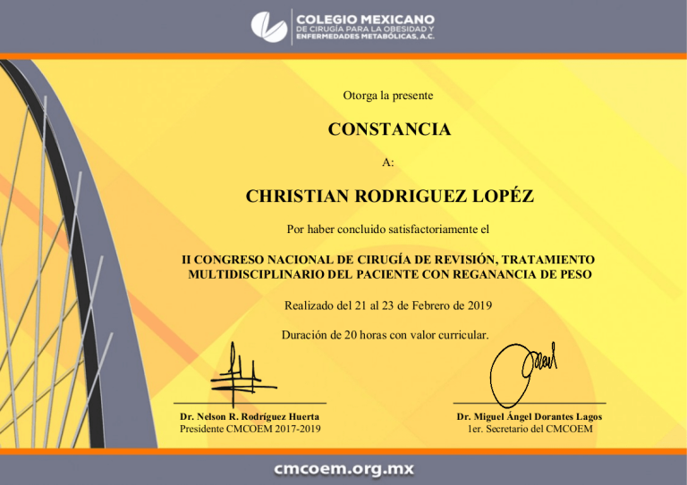 Il-Congreso-Nacional-de-Cirugia-de-Revision-Tratemiento-Multidisciplinario-Dr.-Christian-Rodriguez-Lopez-Certification